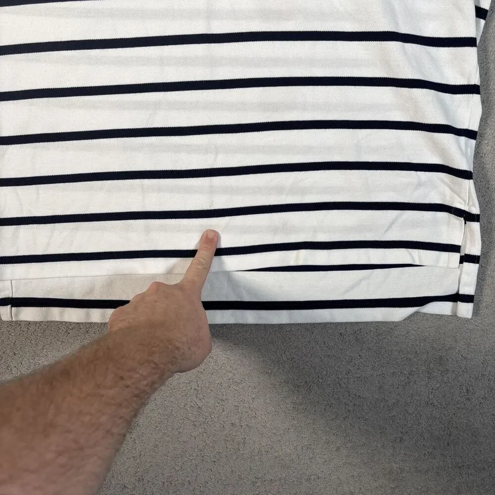Polo By Ralph Lauren Polo Shirt Men’s Size L White Navy Blue Stripes Green‎ Pony